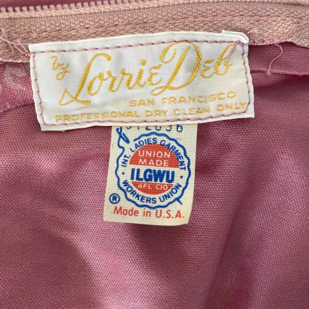 Vintage 1970's Lorrie Deb Union Label Pink Long Floral Zip Formal Dress - 7/8 - Picture 3 of 12